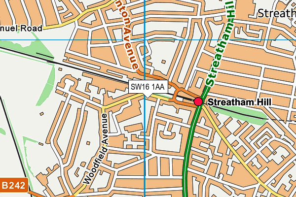 SW16 1AA map - OS VectorMap District (Ordnance Survey)