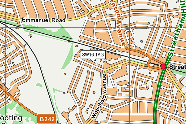 SW16 1AG map - OS VectorMap District (Ordnance Survey)