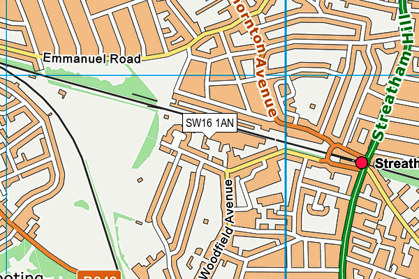 SW16 1AN map - OS VectorMap District (Ordnance Survey)