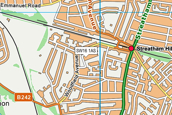 SW16 1AS map - OS VectorMap District (Ordnance Survey)