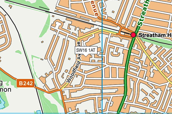 SW16 1AT map - OS VectorMap District (Ordnance Survey)
