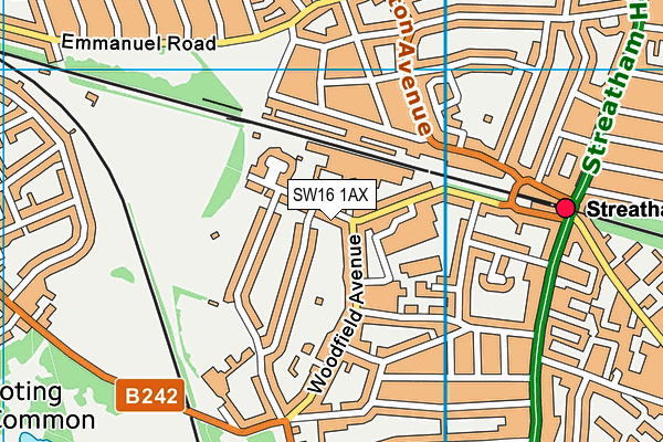 SW16 1AX map - OS VectorMap District (Ordnance Survey)