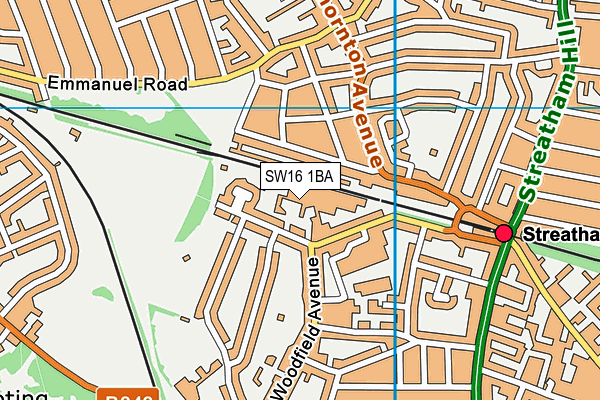 SW16 1BA map - OS VectorMap District (Ordnance Survey)