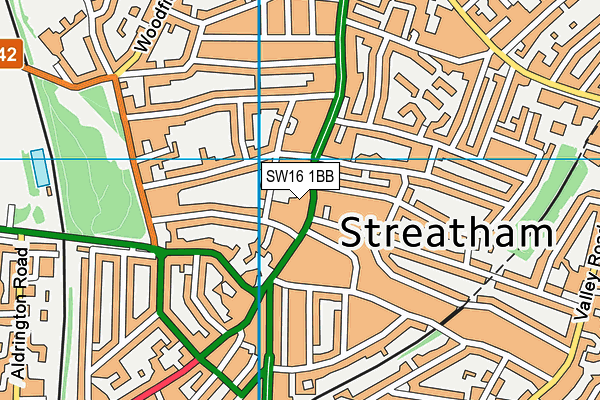 SW16 1BB map - OS VectorMap District (Ordnance Survey)