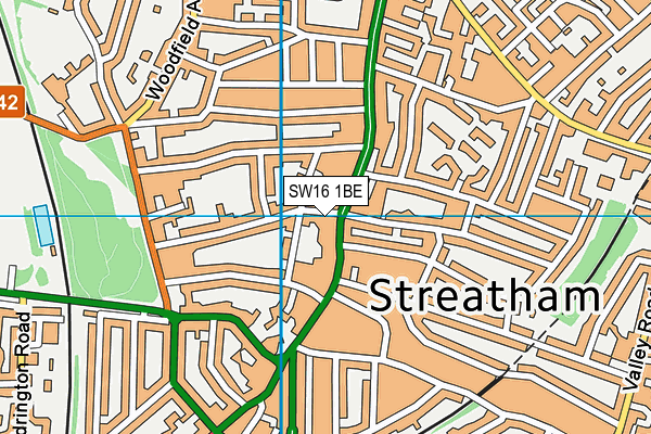 SW16 1BE map - OS VectorMap District (Ordnance Survey)