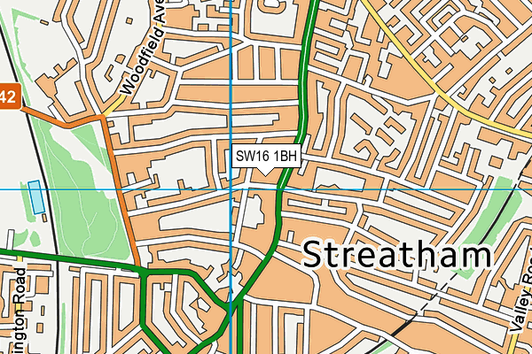 SW16 1BH map - OS VectorMap District (Ordnance Survey)