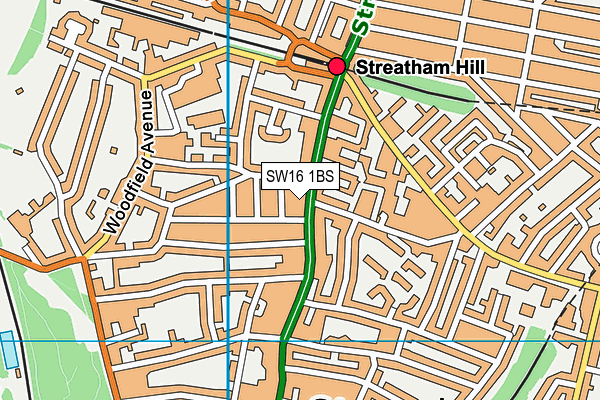 SW16 1BS map - OS VectorMap District (Ordnance Survey)