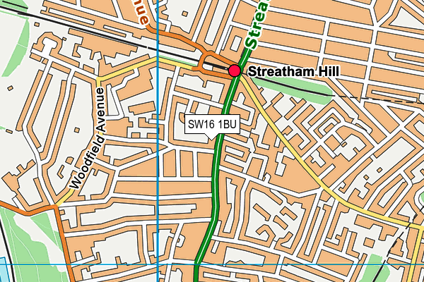 SW16 1BU map - OS VectorMap District (Ordnance Survey)