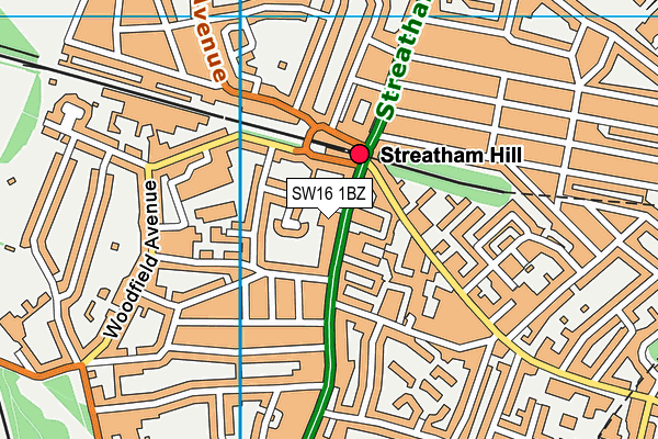SW16 1BZ map - OS VectorMap District (Ordnance Survey)