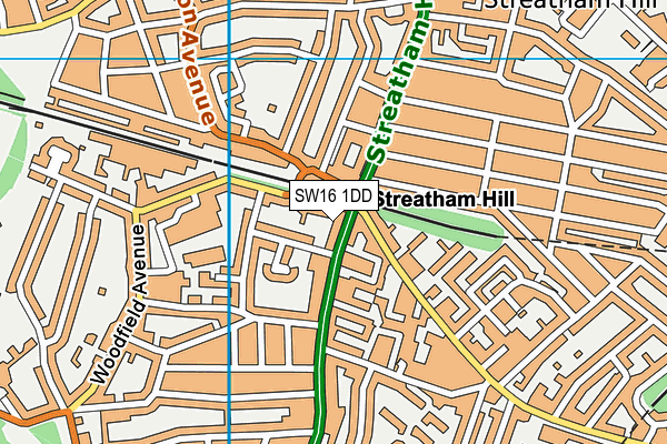 SW16 1DD map - OS VectorMap District (Ordnance Survey)