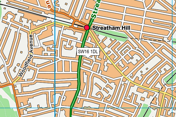 SW16 1DL map - OS VectorMap District (Ordnance Survey)