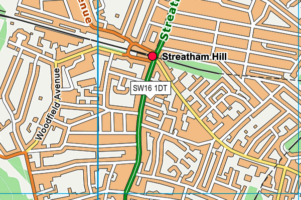 SW16 1DT map - OS VectorMap District (Ordnance Survey)