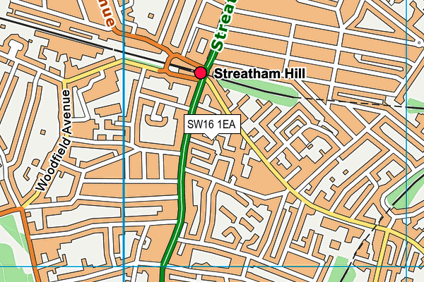 SW16 1EA map - OS VectorMap District (Ordnance Survey)