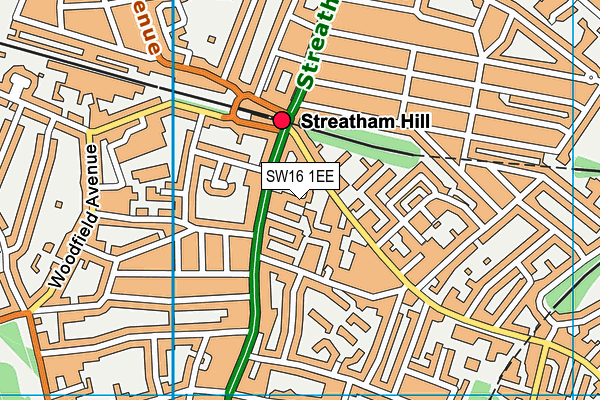 SW16 1EE map - OS VectorMap District (Ordnance Survey)