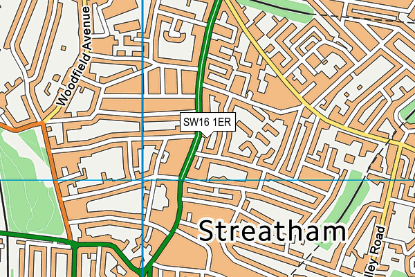SW16 1ER map - OS VectorMap District (Ordnance Survey)