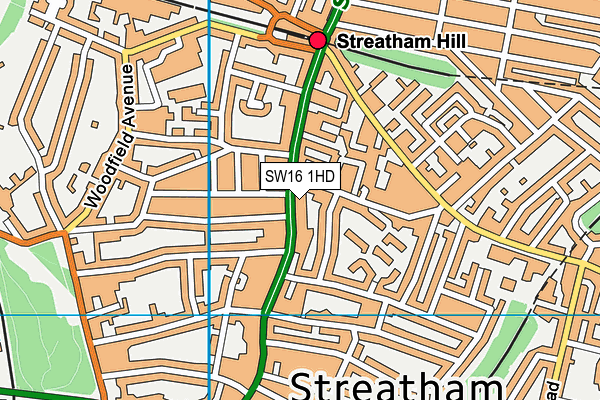 SW16 1HD map - OS VectorMap District (Ordnance Survey)