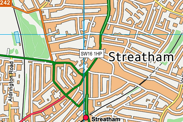 SW16 1HP map - OS VectorMap District (Ordnance Survey)