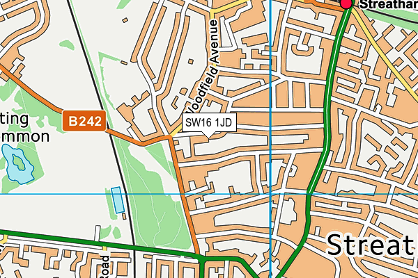 SW16 1JD map - OS VectorMap District (Ordnance Survey)