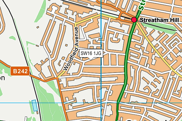 SW16 1JG map - OS VectorMap District (Ordnance Survey)