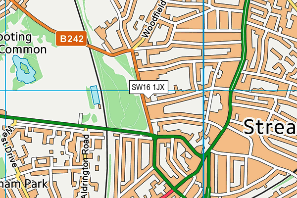 SW16 1JX map - OS VectorMap District (Ordnance Survey)