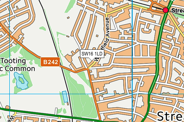 SW16 1LD map - OS VectorMap District (Ordnance Survey)