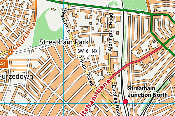 SW16 1NX map - OS VectorMap District (Ordnance Survey)