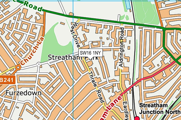 SW16 1NY map - OS VectorMap District (Ordnance Survey)