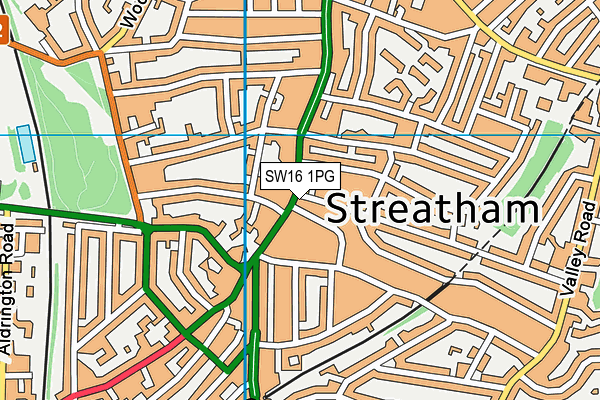 SW16 1PG map - OS VectorMap District (Ordnance Survey)