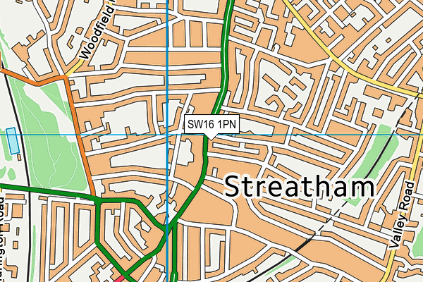 SW16 1PN map - OS VectorMap District (Ordnance Survey)