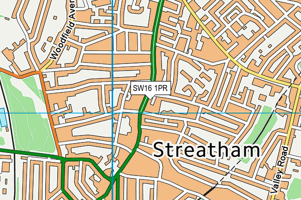 SW16 1PR map - OS VectorMap District (Ordnance Survey)