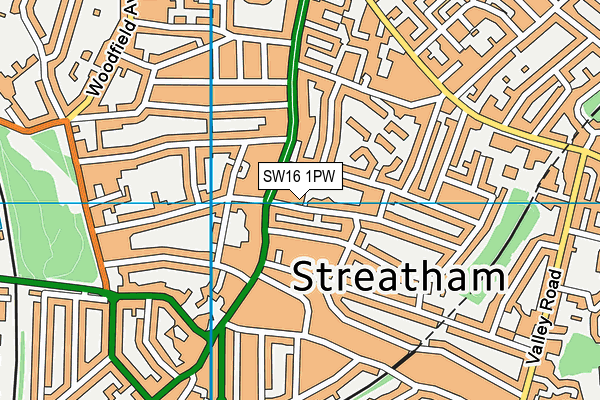 SW16 1PW map - OS VectorMap District (Ordnance Survey)