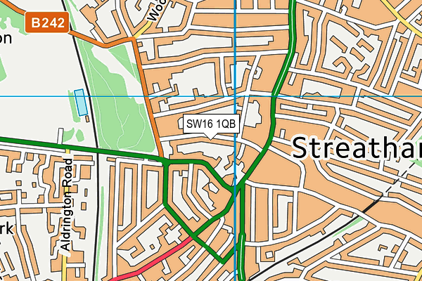 SW16 1QB map - OS VectorMap District (Ordnance Survey)