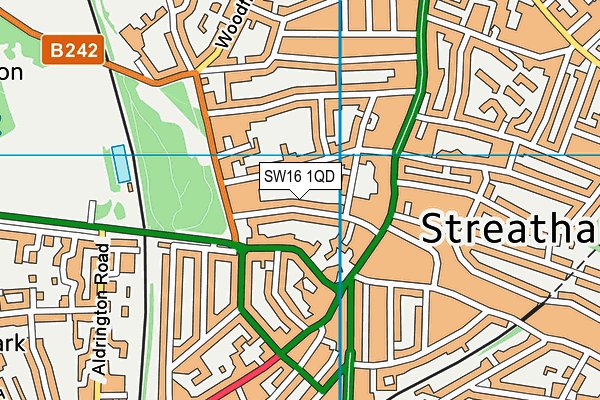 SW16 1QD map - OS VectorMap District (Ordnance Survey)