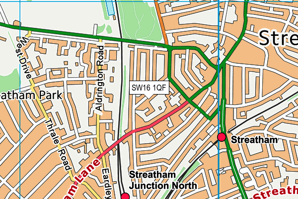 SW16 1QF map - OS VectorMap District (Ordnance Survey)