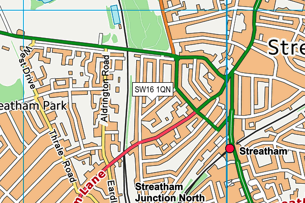 SW16 1QN map - OS VectorMap District (Ordnance Survey)