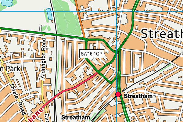 SW16 1QP map - OS VectorMap District (Ordnance Survey)