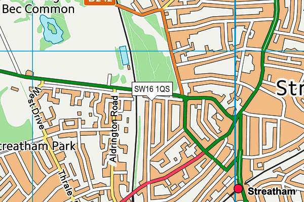 SW16 1QS map - OS VectorMap District (Ordnance Survey)