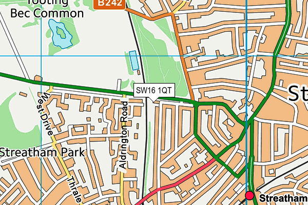 SW16 1QT map - OS VectorMap District (Ordnance Survey)