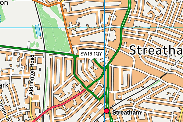 SW16 1QY map - OS VectorMap District (Ordnance Survey)