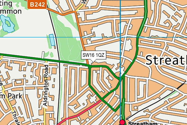 SW16 1QZ map - OS VectorMap District (Ordnance Survey)