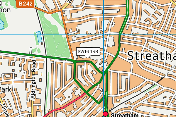 SW16 1RB map - OS VectorMap District (Ordnance Survey)