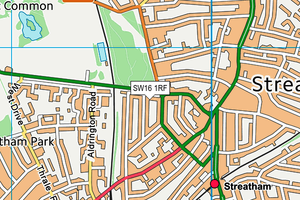 SW16 1RF map - OS VectorMap District (Ordnance Survey)