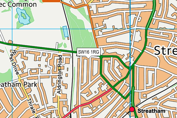 SW16 1RG map - OS VectorMap District (Ordnance Survey)