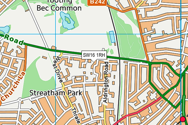 SW16 1RH map - OS VectorMap District (Ordnance Survey)