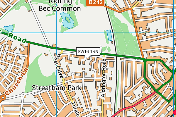 SW16 1RN map - OS VectorMap District (Ordnance Survey)