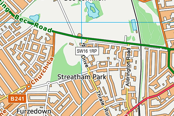 SW16 1RP map - OS VectorMap District (Ordnance Survey)