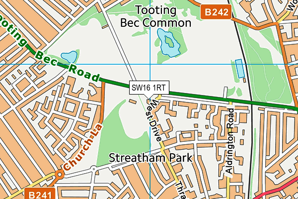 SW16 1RT map - OS VectorMap District (Ordnance Survey)