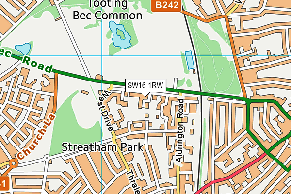 SW16 1RW map - OS VectorMap District (Ordnance Survey)