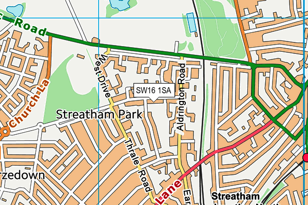 SW16 1SA map - OS VectorMap District (Ordnance Survey)