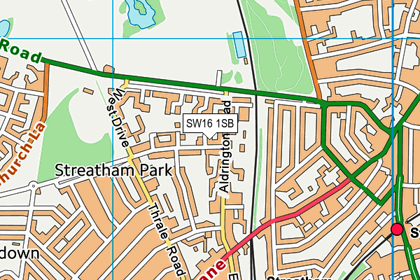 SW16 1SB map - OS VectorMap District (Ordnance Survey)